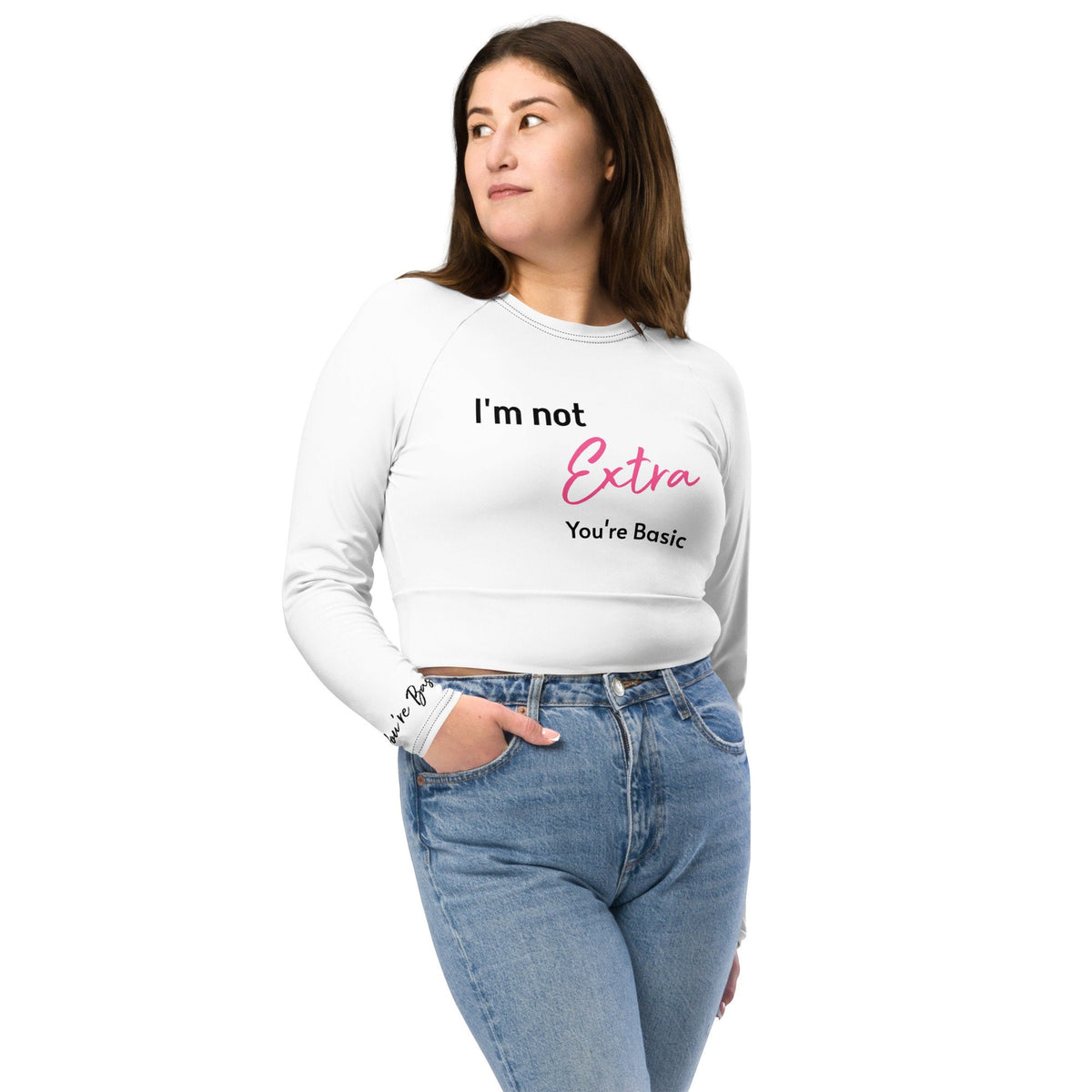 You're Basic long-sleeve crop top