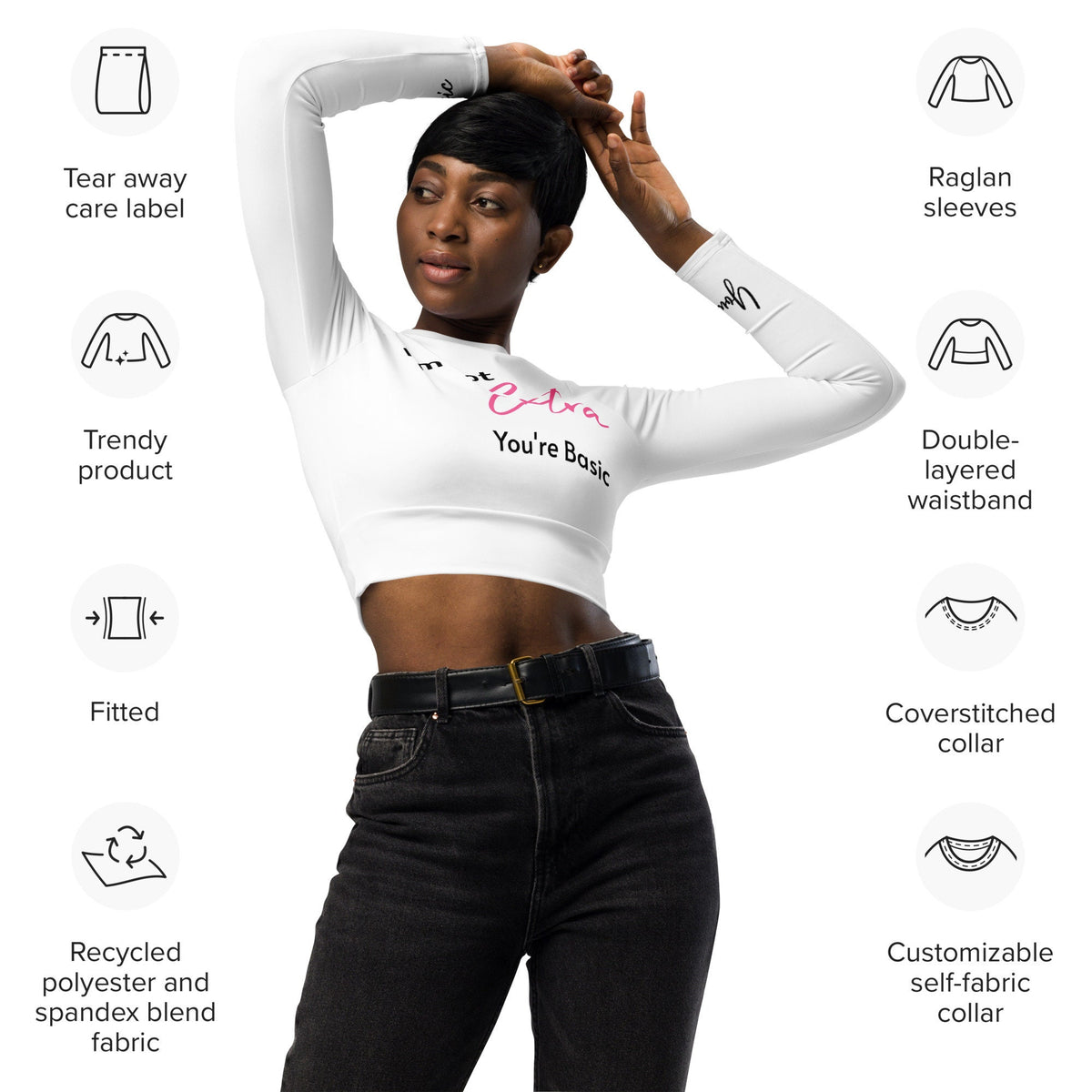 You're Basic long-sleeve crop top
