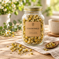 Chamomile herb tea, styled background